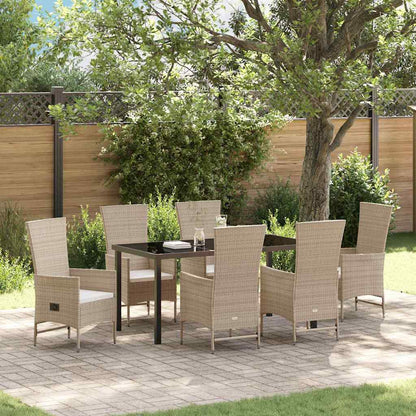 Garten Essgruppe mit Kissen 7 pcs Beige Poly-Rattan