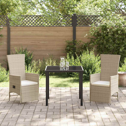 Garten Essgruppe mit Kissen 3 pcs Beige Poly-Rattan