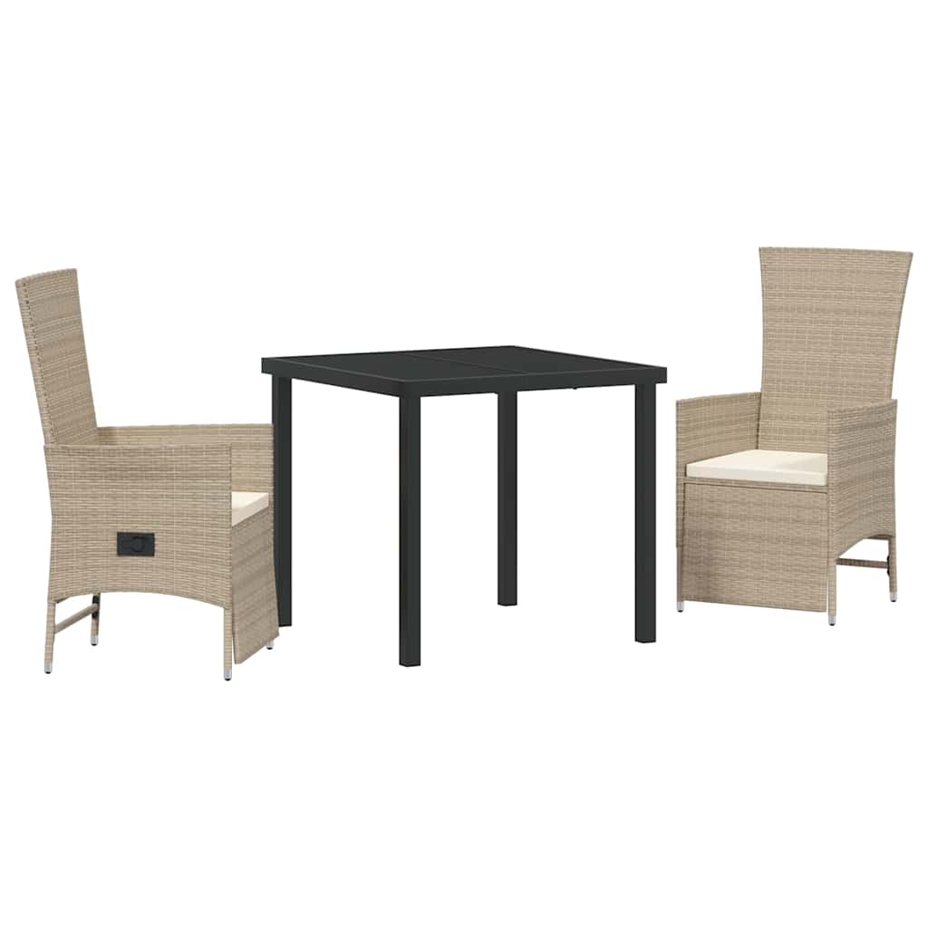 Garten Essgruppe mit Kissen 3 pcs Beige Poly-Rattan