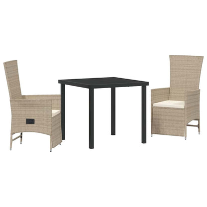 Garten Essgruppe mit Kissen 3 pcs Beige Poly-Rattan