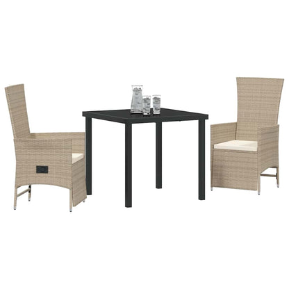 Garten Essgruppe mit Kissen 3 pcs Beige Poly-Rattan