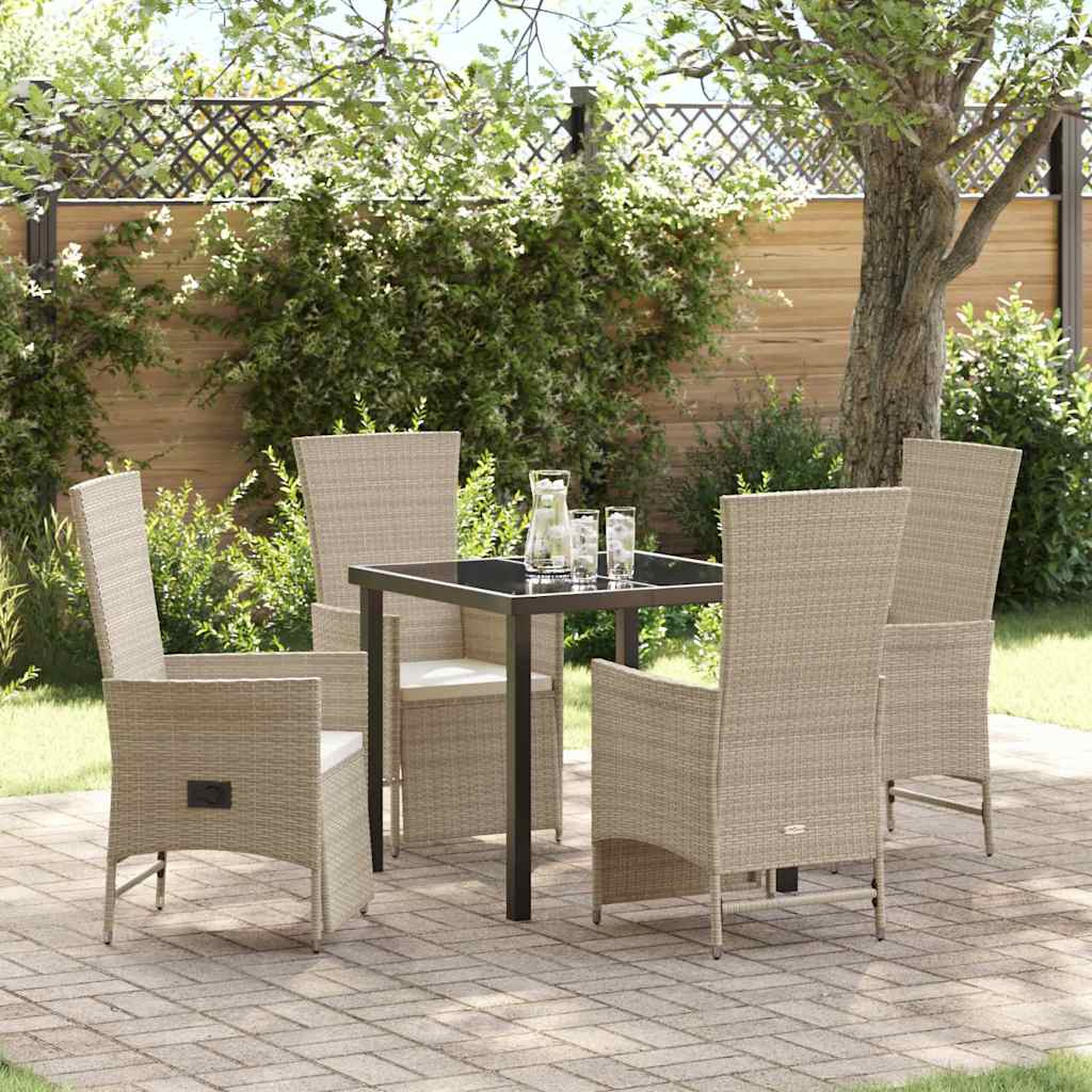 Garten Essgruppe mit Kissen 5 pcs Beige Poly-Rattan