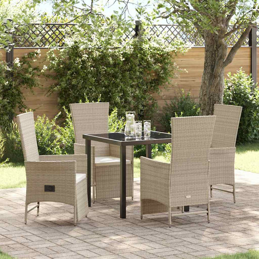 Garten Essgruppe mit Kissen 5 pcs Beige Poly-Rattan