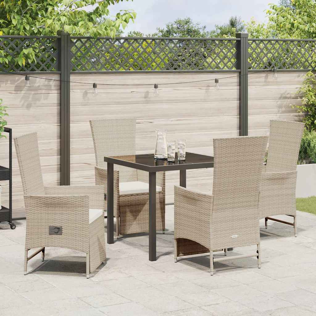 Garten Essgruppe mit Kissen 5 pcs Beige Poly-Rattan