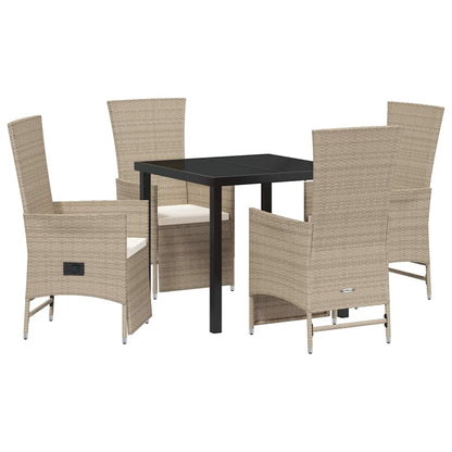 Garten Essgruppe mit Kissen 5 pcs Beige Poly-Rattan