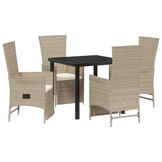 Garten Essgruppe mit Kissen 5 pcs Beige Poly-Rattan