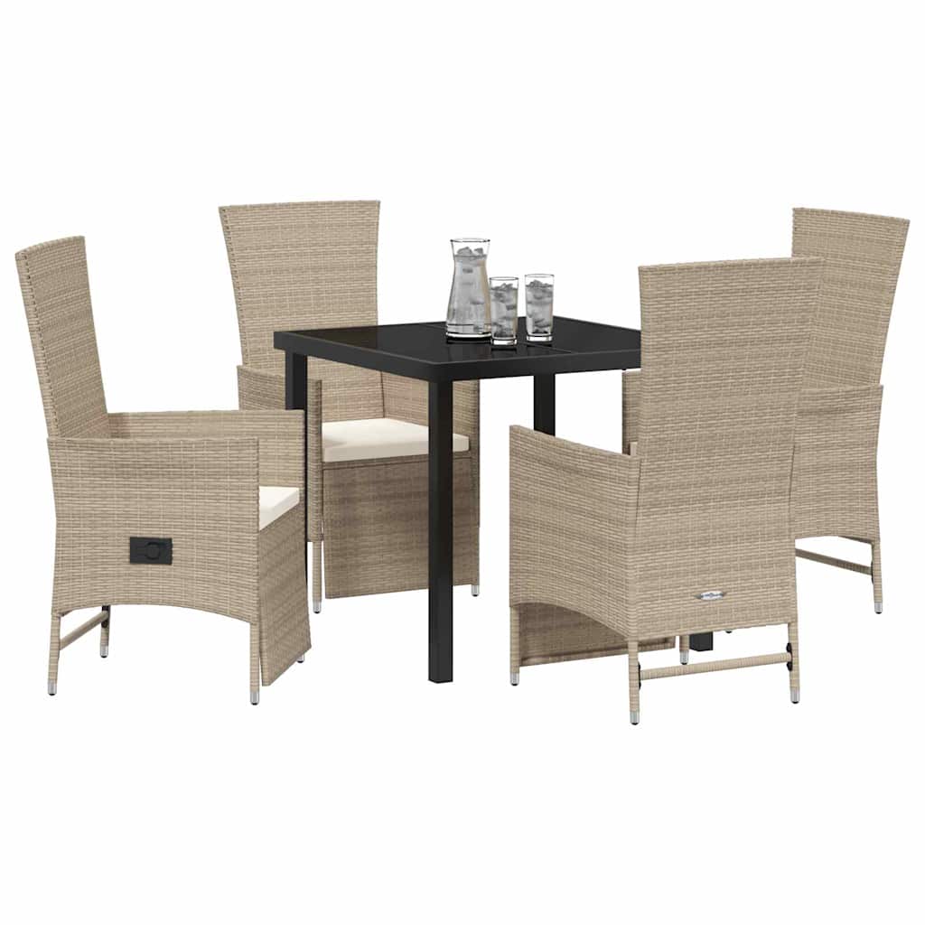 Garten Essgruppe mit Kissen 5 pcs Beige Poly-Rattan