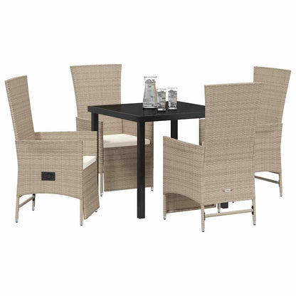Garten Essgruppe mit Kissen 5 pcs Beige Poly-Rattan