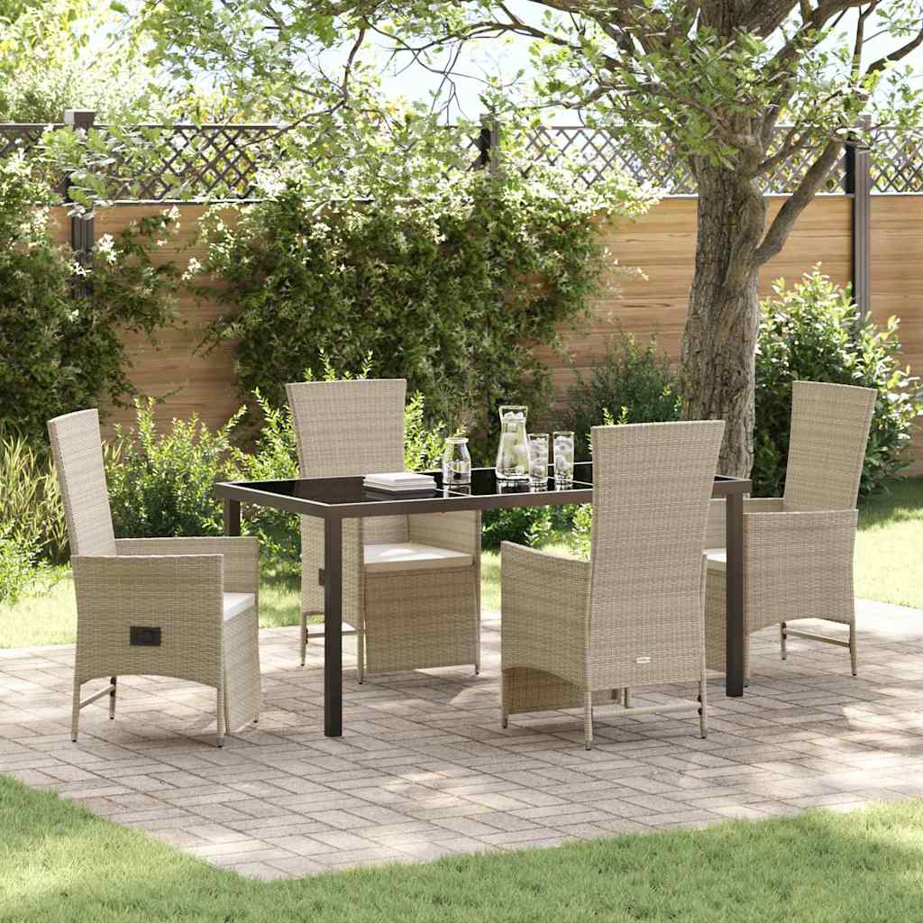 Garten Essgruppe mit Kissen 5 pcs Beige Poly-Rattan
