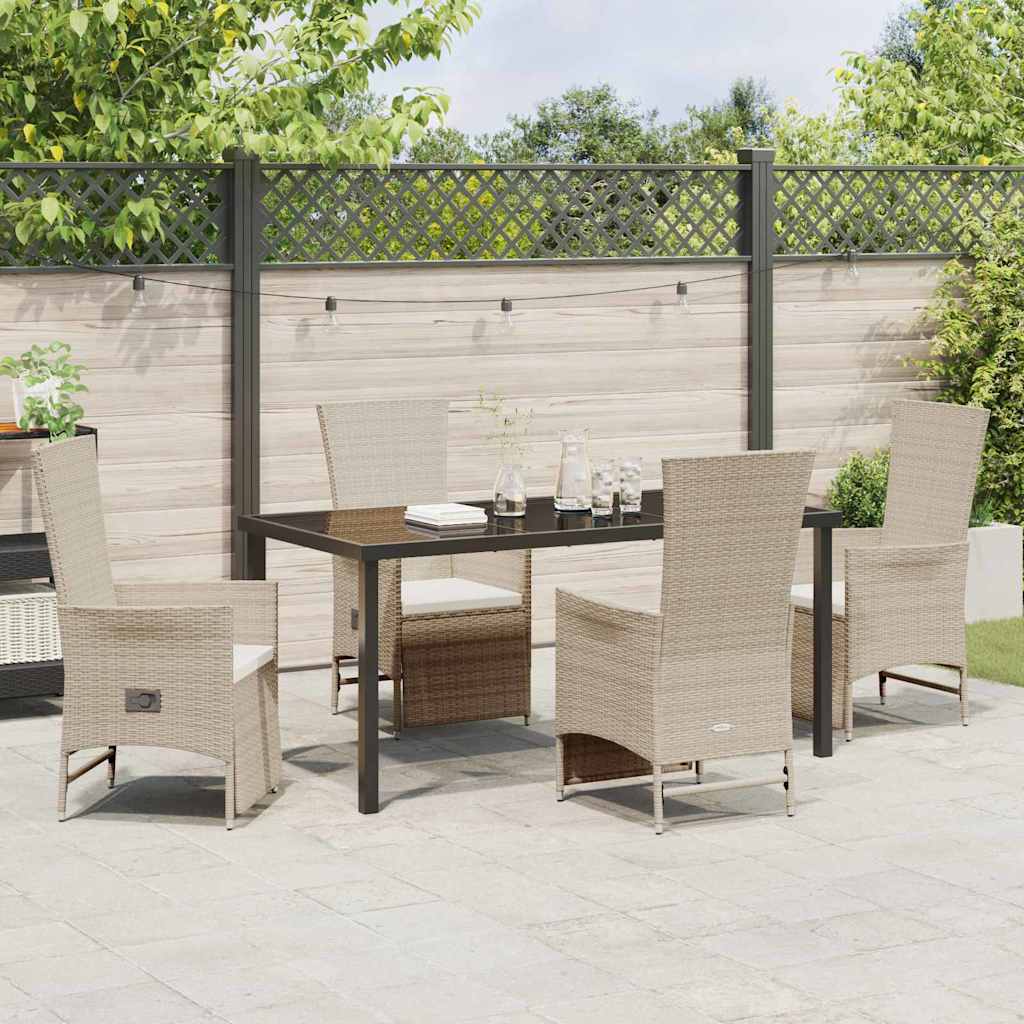 Garten Essgruppe mit Kissen 5 pcs Beige Poly-Rattan