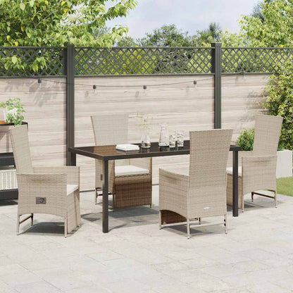 Garten Essgruppe mit Kissen 5 pcs Beige Poly-Rattan
