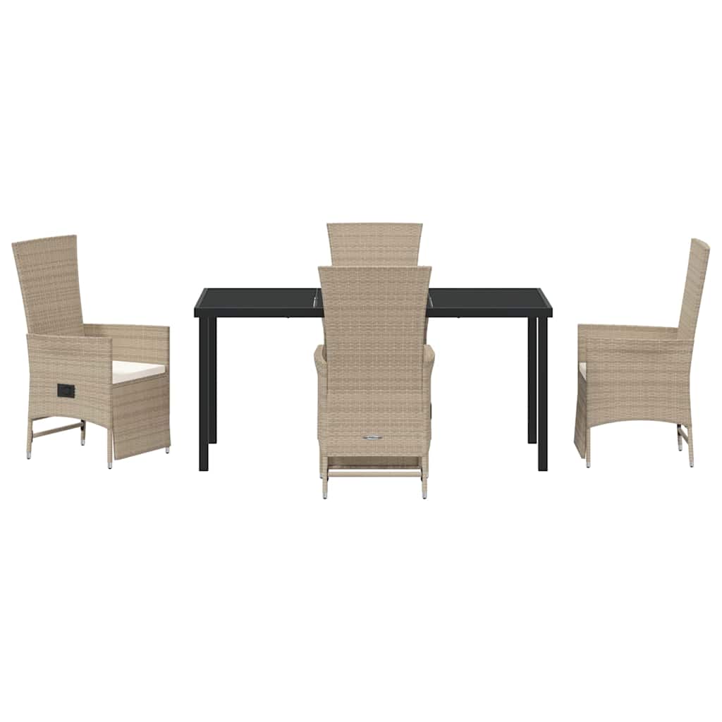 Garten Essgruppe mit Kissen 5 pcs Beige Poly-Rattan