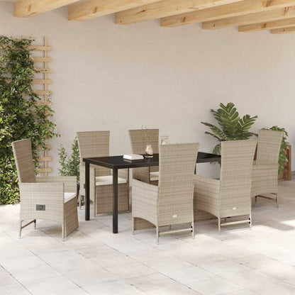 Garten Essgruppe mit Kissen 7 pcs Beige Poly-Rattan