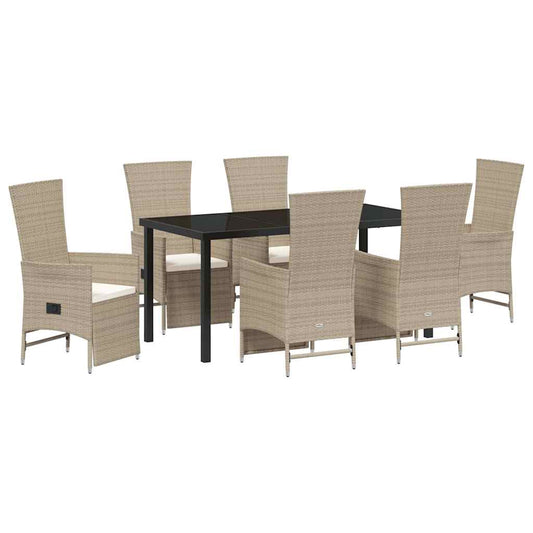 Garten Essgruppe mit Kissen 7 pcs Beige Poly-Rattan