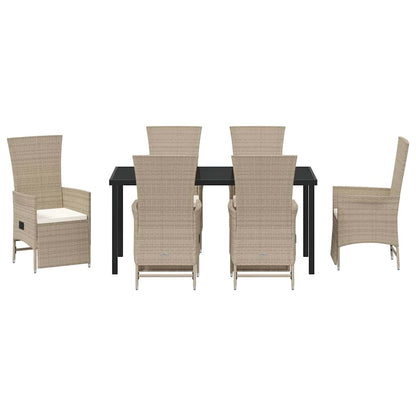 Garten Essgruppe mit Kissen 7 pcs Beige Poly-Rattan