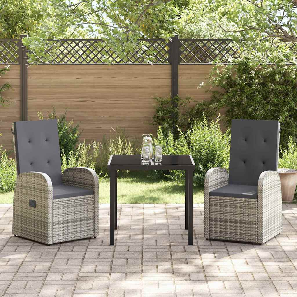 Garten Essgruppe mit Kissen 3 pcs Grau Poly-Rattan