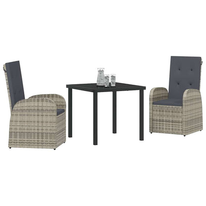 Garten Essgruppe mit Kissen 3 pcs Grau Poly-Rattan