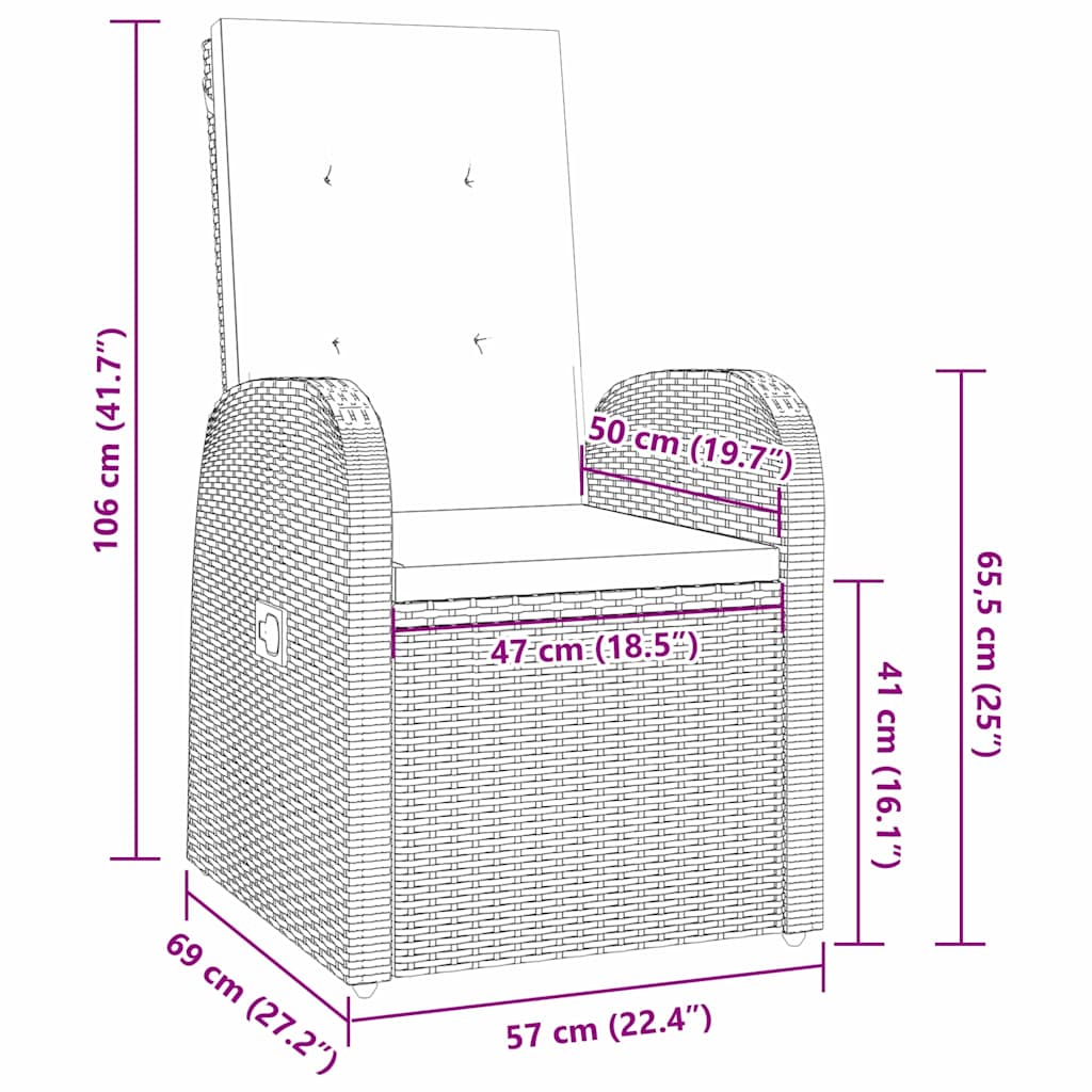 Garten Essgruppe mit Kissen 3 pcs Grau Poly-Rattan