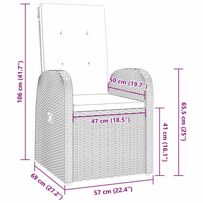 Garten Essgruppe mit Kissen 3 pcs Grau Poly-Rattan