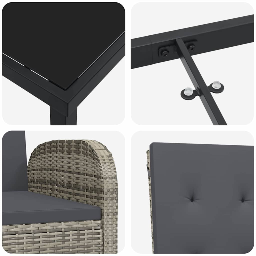 Garten Essgruppe mit Kissen 5 pcs Grau Poly-Rattan
