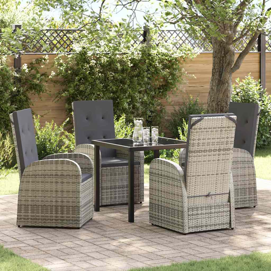 Garten Essgruppe mit Kissen 5 pcs Grau Poly-Rattan