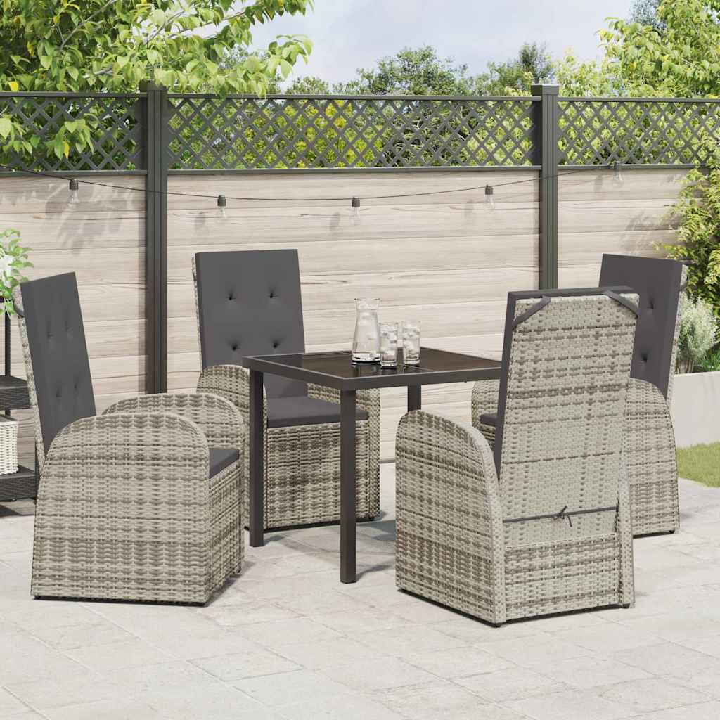 Garten Essgruppe mit Kissen 5 pcs Grau Poly-Rattan