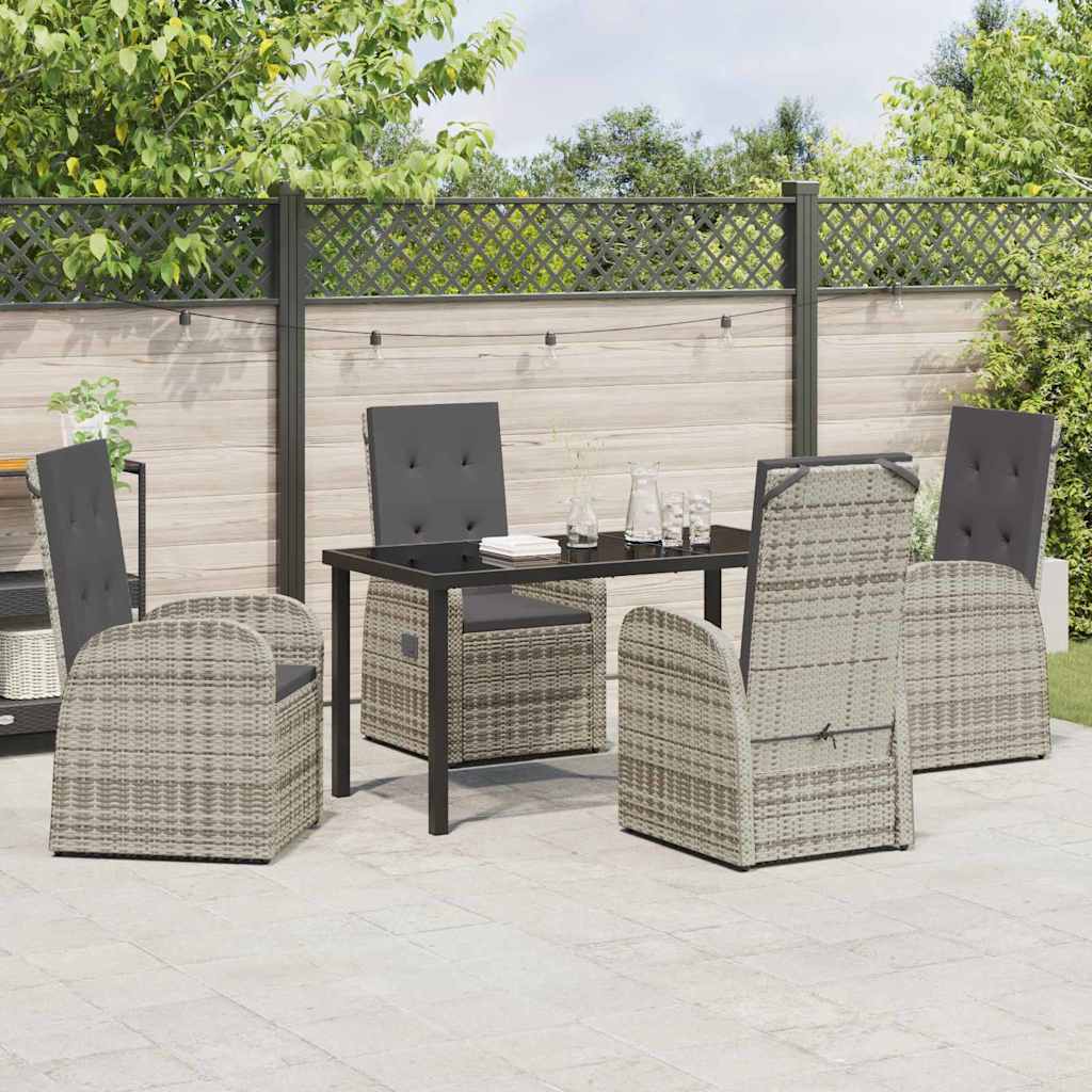 Garten Essgruppe mit Kissen 5 pcs Grau Poly-Rattan
