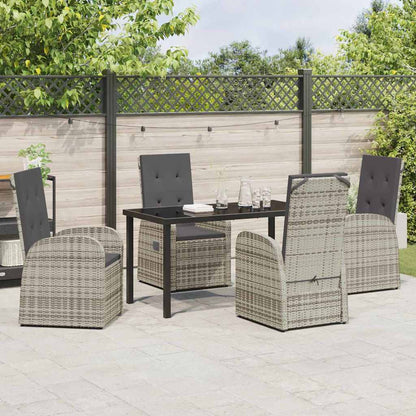 Garten Essgruppe mit Kissen 5 pcs Grau Poly-Rattan