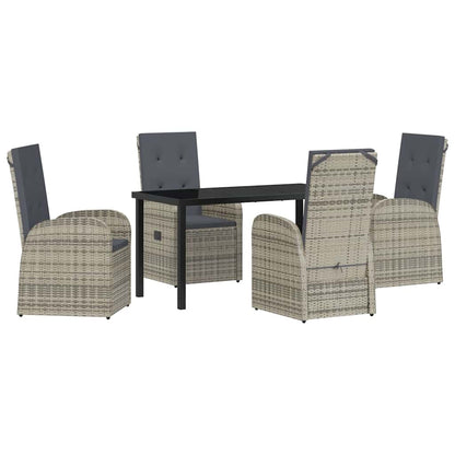 Garten Essgruppe mit Kissen 5 pcs Grau Poly-Rattan