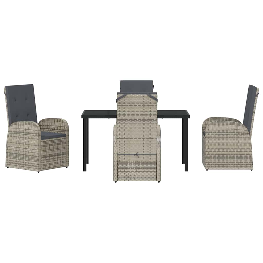 Garten Essgruppe mit Kissen 5 pcs Grau Poly-Rattan