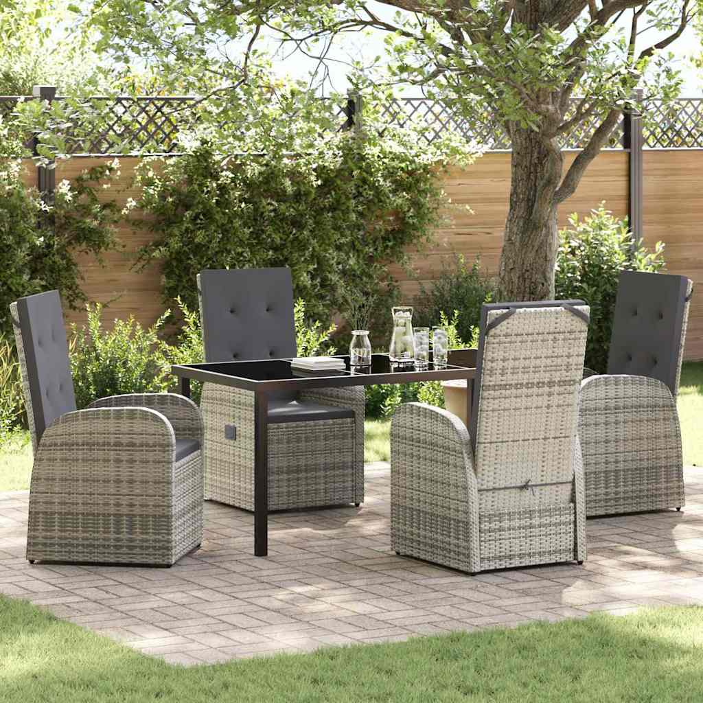 Garten Essgruppe mit Kissen 5 pcs Grau Poly-Rattan