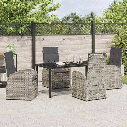 Garten Essgruppe mit Kissen 5 pcs Grau Poly-Rattan