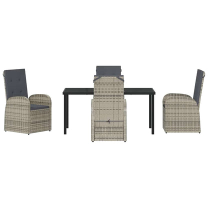 Garten Essgruppe mit Kissen 5 pcs Grau Poly-Rattan