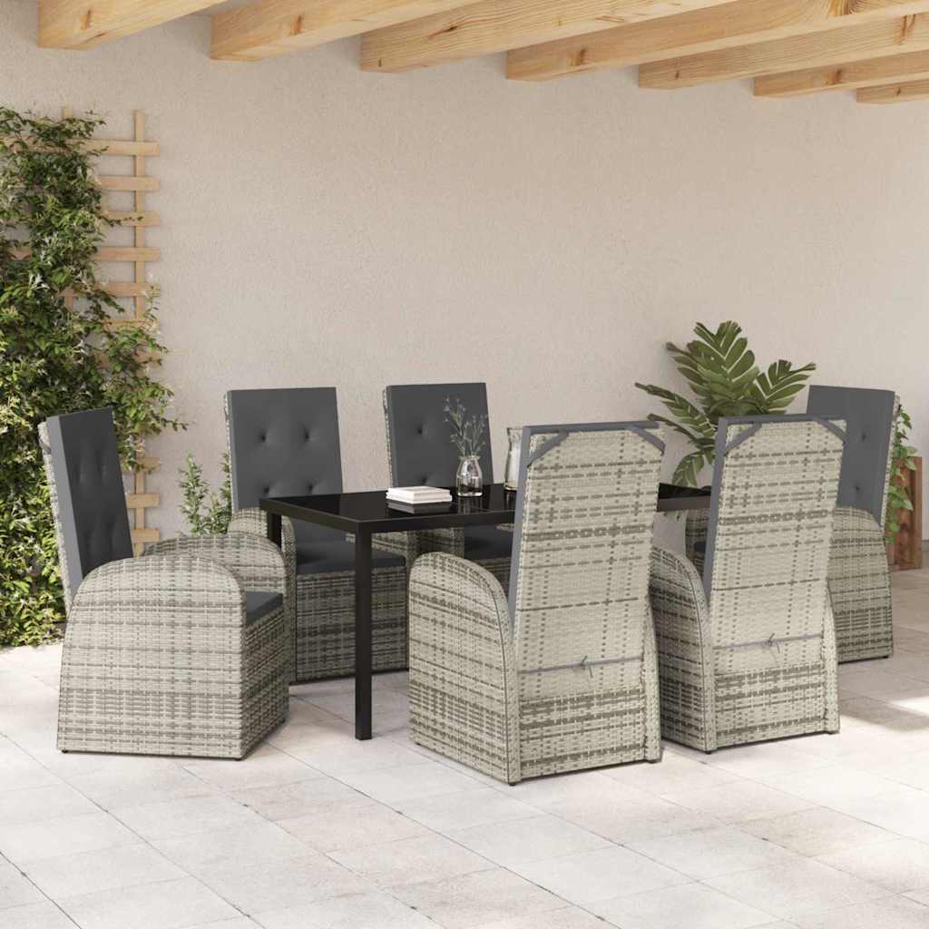 Garten Essgruppe mit Kissen 7 pcs Grau Poly-Rattan