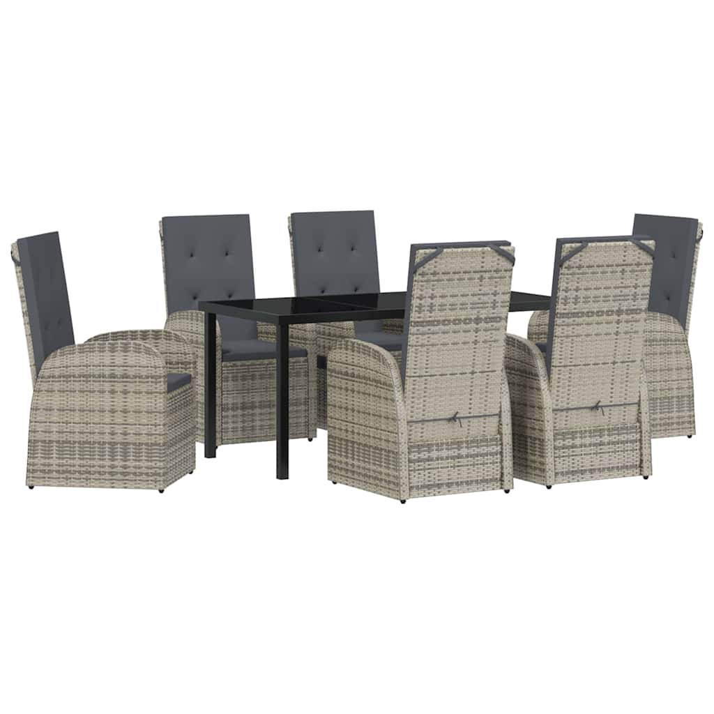 Garten Essgruppe mit Kissen 7 pcs Grau Poly-Rattan