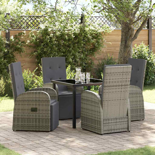 Garten Essgruppe mit Kissen 5 pcs Grau Poly-Rattan