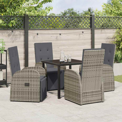 Garten Essgruppe mit Kissen 5 pcs Grau Poly-Rattan