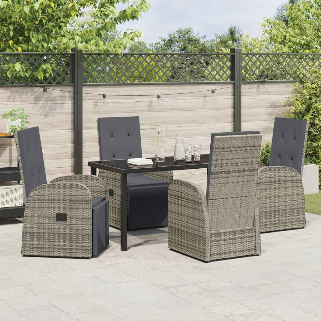 Garten Essgruppe mit Kissen 5 pcs Grau Poly-Rattan