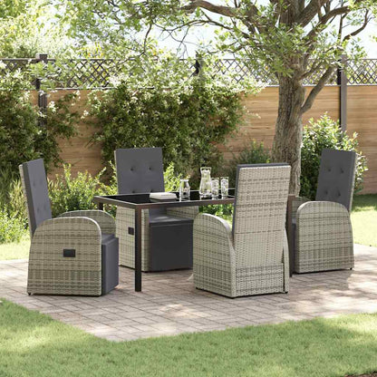 Garten Essgruppe mit Kissen 5 pcs Grau Poly-Rattan