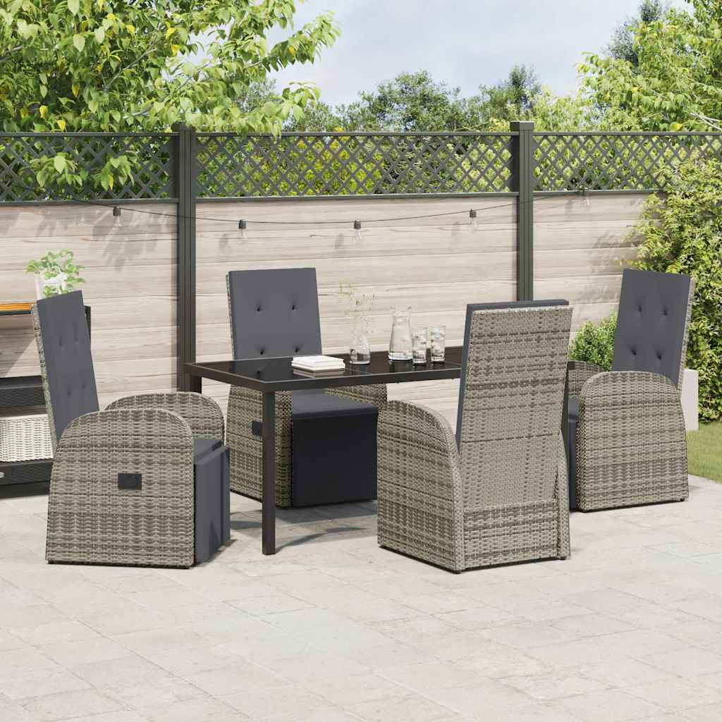Garten Essgruppe mit Kissen 5 pcs Grau Poly-Rattan