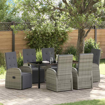 Garten Essgruppe mit Kissen 7 pcs Grau Poly-Rattan