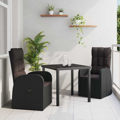 Garten Essgruppe mit Kissen 3 pcs Schwarz Poly-Rattan