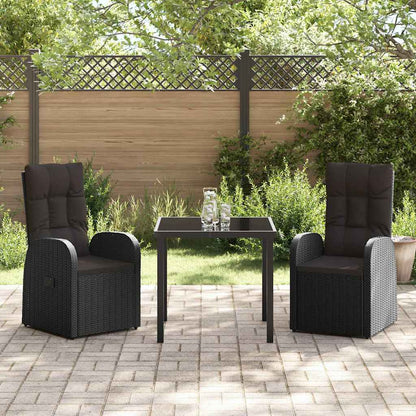 Garten Essgruppe mit Kissen 3 pcs Schwarz Poly-Rattan