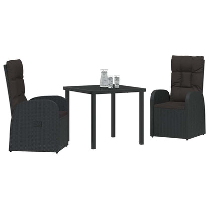 Garten Essgruppe mit Kissen 3 pcs Schwarz Poly-Rattan