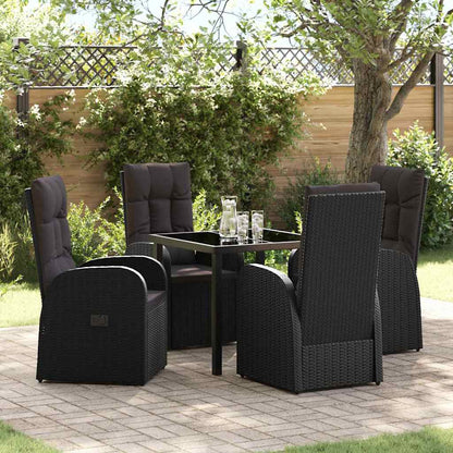 Garten Essgruppe mit Kissen 5 pcs Schwarz Poly-Rattan