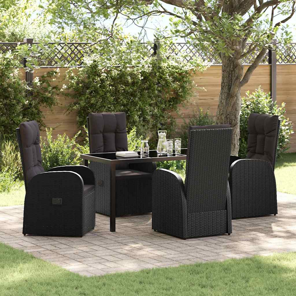 Garten Essgruppe mit Kissen 5 pcs Schwarz Poly-Rattan
