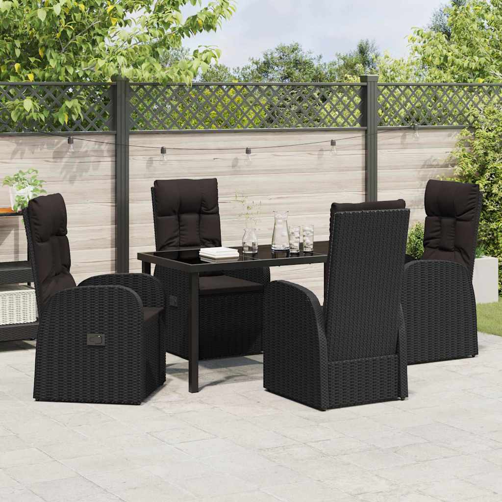 Garten Essgruppe mit Kissen 5 pcs Schwarz Poly-Rattan