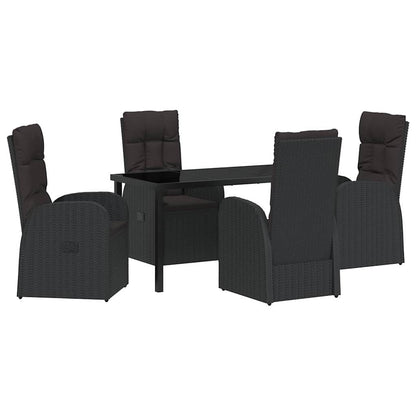 Garten Essgruppe mit Kissen 5 pcs Schwarz Poly-Rattan
