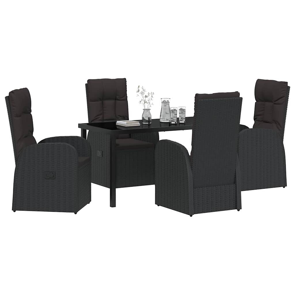 Garten Essgruppe mit Kissen 5 pcs Schwarz Poly-Rattan