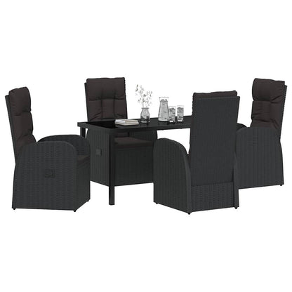 Garten Essgruppe mit Kissen 5 pcs Schwarz Poly-Rattan